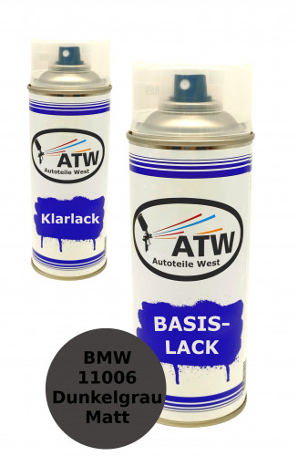 Autolack für BMW 11006 Dunkelgrau Matt +400ml Klarlack Set